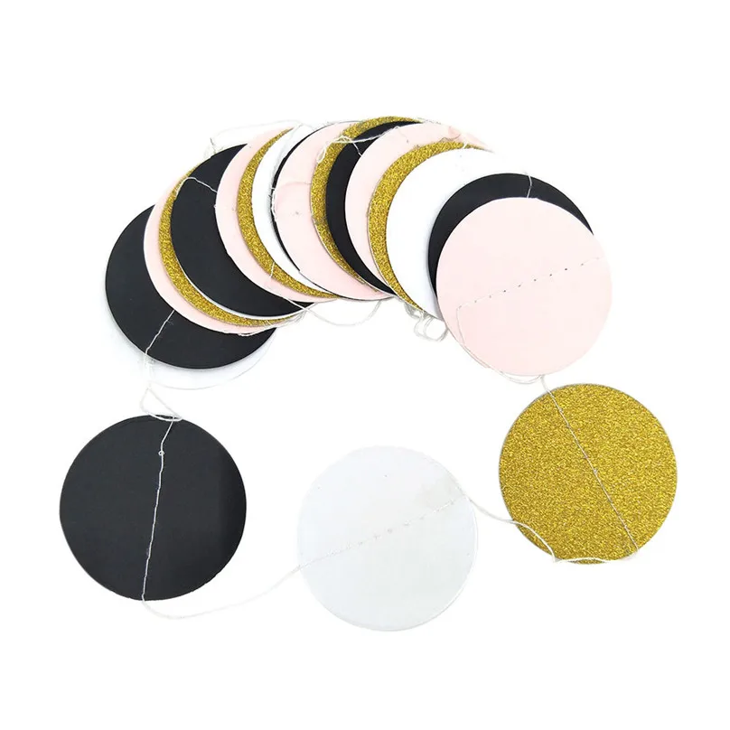 Glitter Circle Polka Dots Garland Banner Bunting Party Decor Pink White Gold home decor Grand Event Banners Streamers #25j10 (3)
