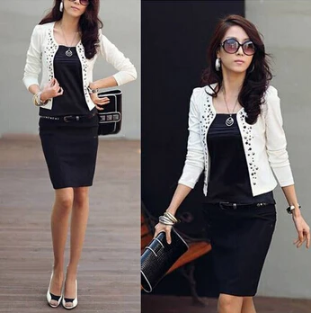 mengangkat bahu lengan panjang sesuai, Jaket kecil, Busana wanita Cool