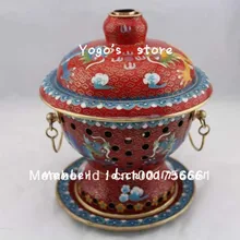 18 см Китай cjewelry Эмаль Медный самовар утолщенный китайский Пекин cloisnne уголь stew емкость для фондю Медь ручной работы приготовления пищи