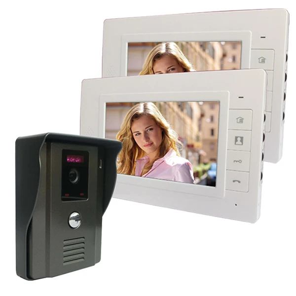 bilder für 7 "farb-video-türsprechanlage intercom türklingel intercom 1 Hausüberwachung türkamera 2 bildschirm Kit IR Nacht Vision Kamera bilder für 7 "farb-video-türsprechanlage intercom türklingel intercom 1 Hausüberwachung türkamera 2 bildschirm Kit IR Nacht Vision Kamera
