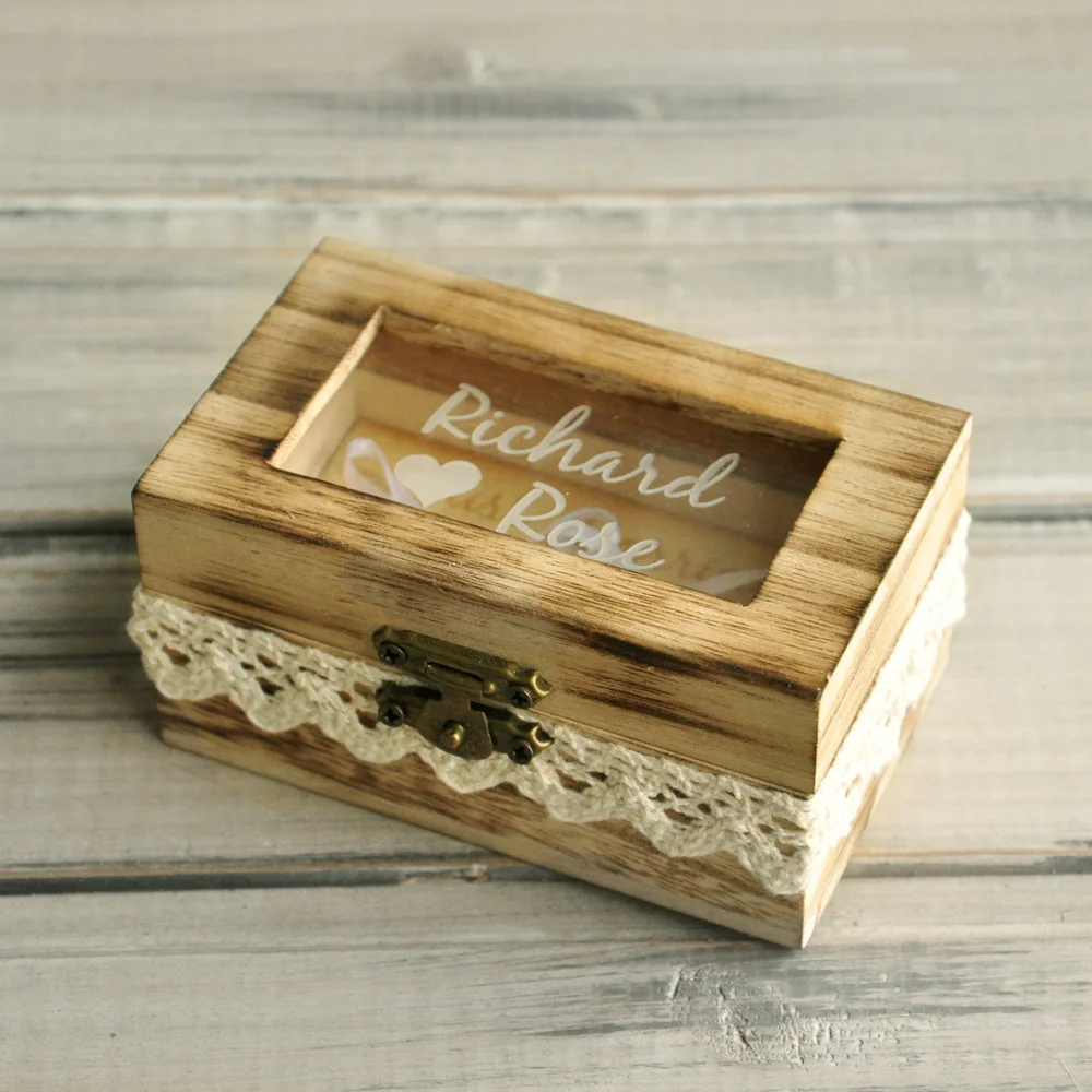 Personalized Wooden Ring Box,Rustic Wedding Ring Bearer