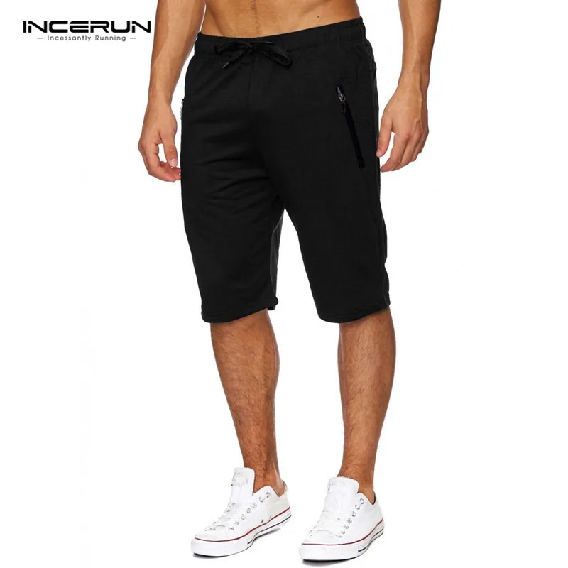 INCERUN Summer Men's Knee Length Drawstring Shorts Casual Gyms
