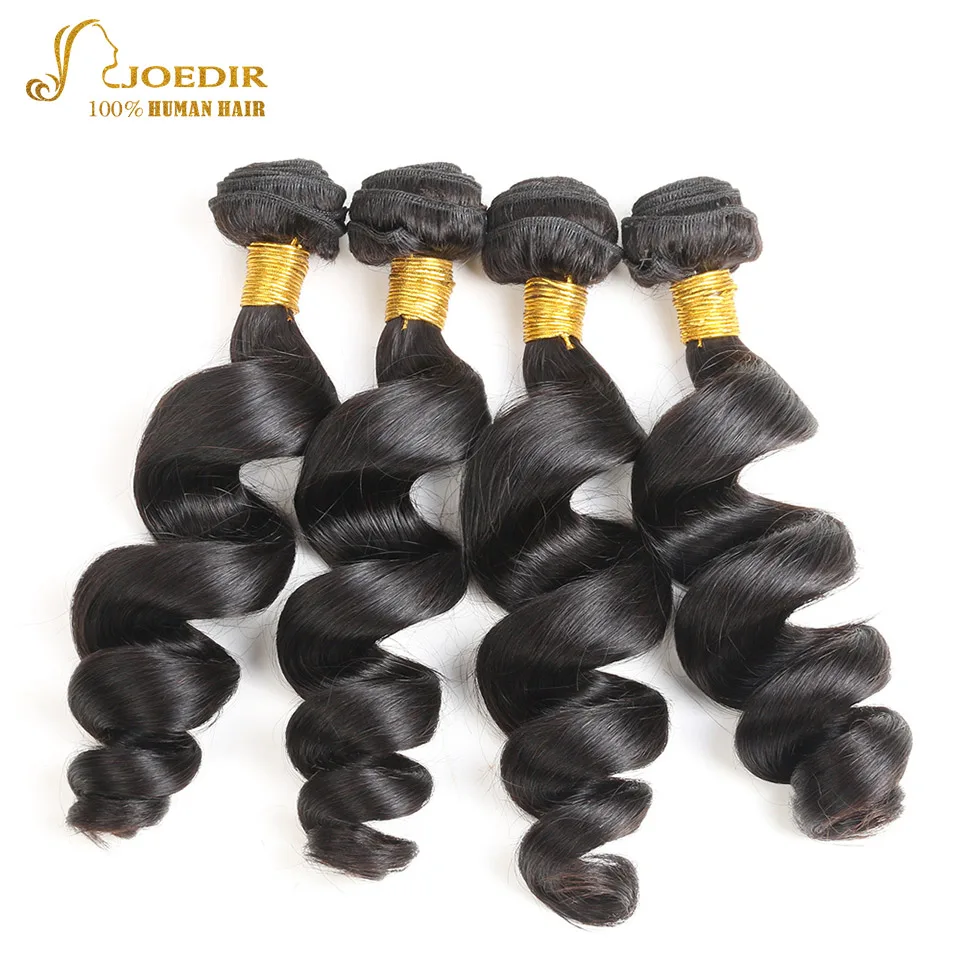 JOEDIR Hair Pre-colored 4 Bundle Deals Malaysian Loose wave Bundles 10 To 26 Inch Human Extension | Шиньоны и парики