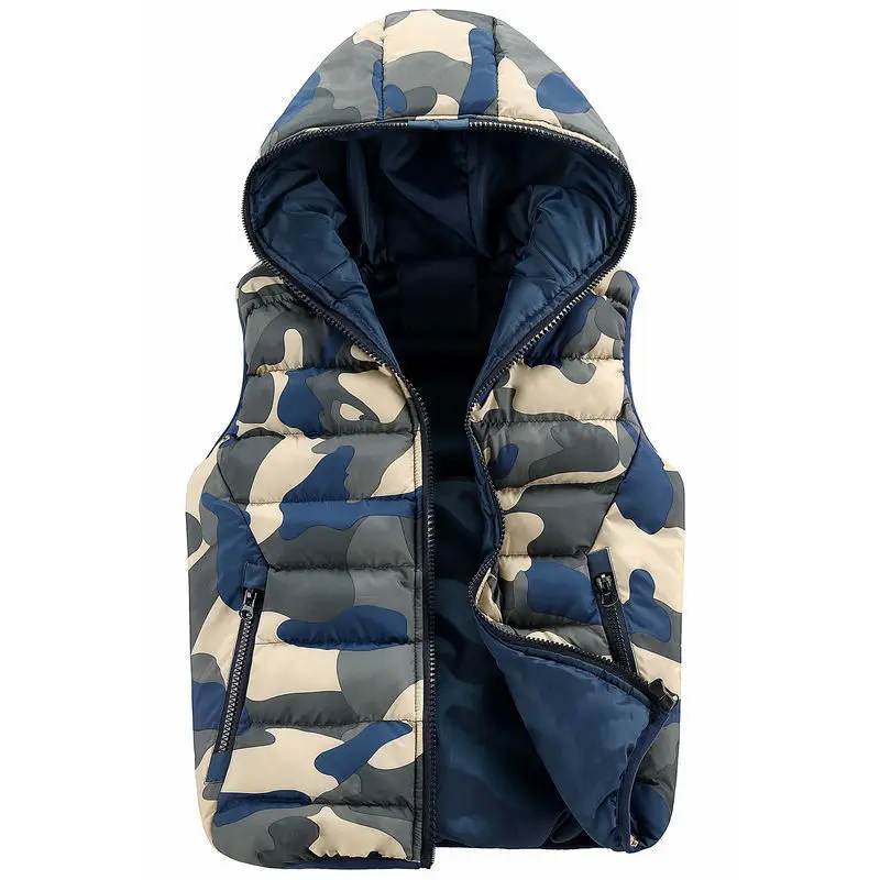 Fashion Mens Camouflage Vests Hooded Sleeveless Men Winter Vests Casual ...