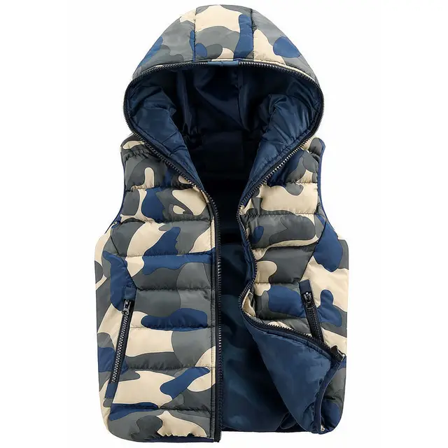 Fashion Mens Camouflage Vests Hooded Sleeveless Men Winter Vests Casual