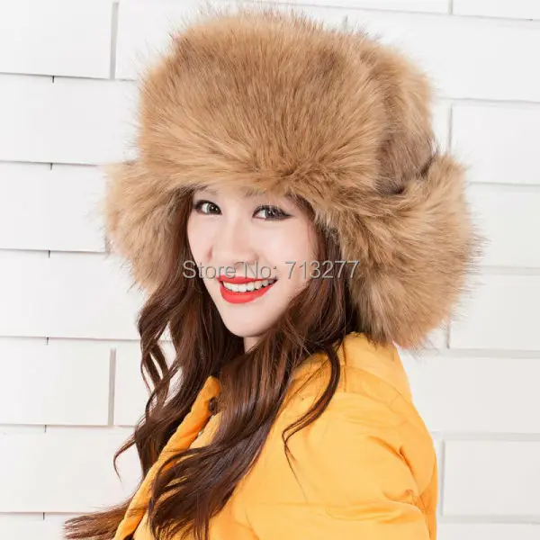 HT250 Для женщин плюшевые искусственного меха фаршированные теплая зима ухо теплым Hat высокое качество Ловец Шапки зима русская ушанка Hat
