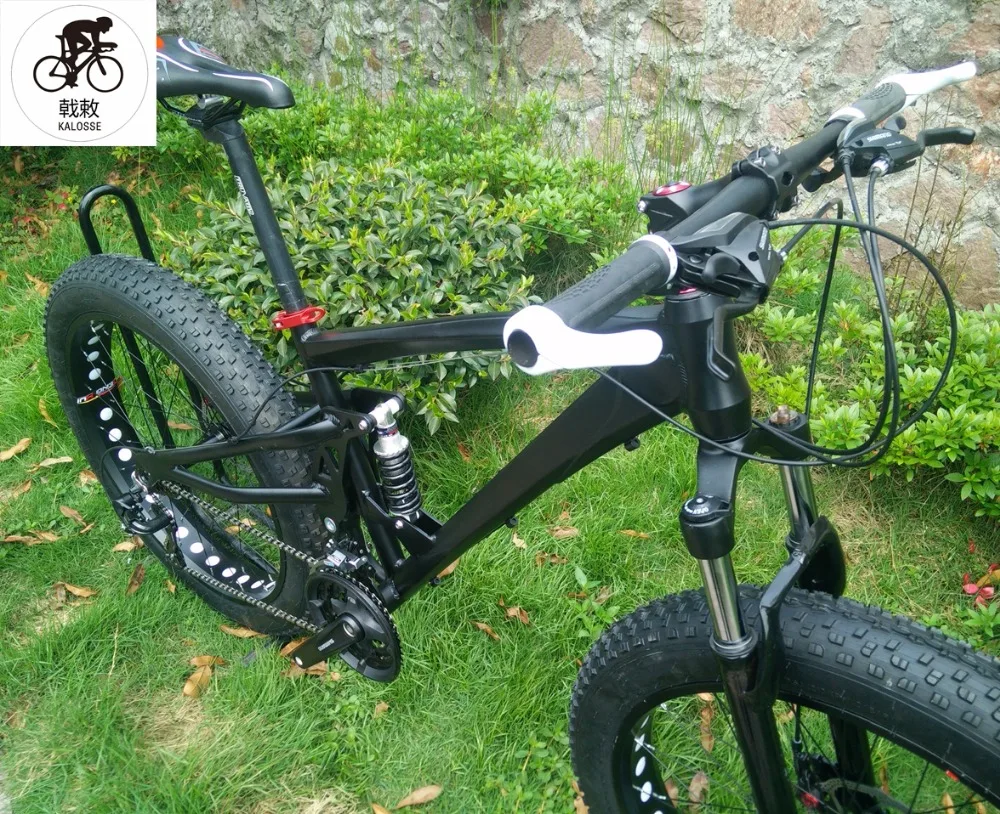 Cheap Kalosse 190mm rear hubs  26*4.0 tires  Hydraulic brakes  M390  snow bike  Full suspension  mountain bike 27 speed 12