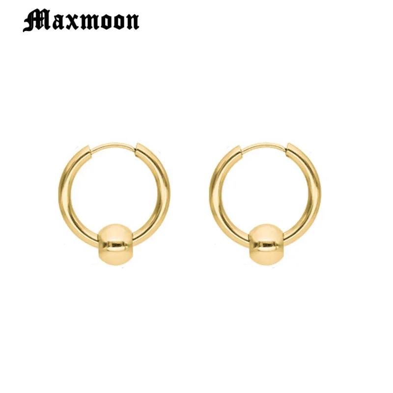Круглые серьги из нержавеющей стали Maxmoon титановой мужские аксессуары для