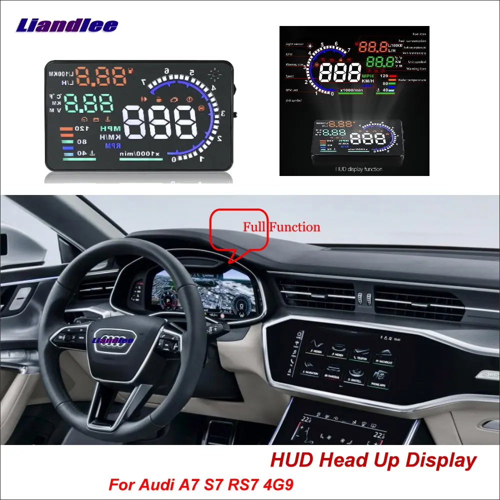 Полнофункциональный автомобильный проектор лобового стекла Liandlee HUD для Audi A7 S7 RS7