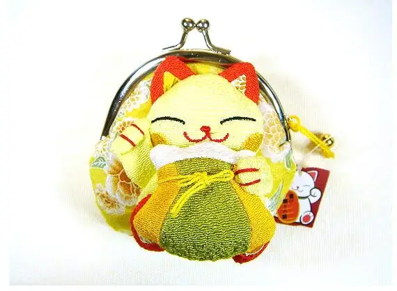 Милый мультяшный чехол для ключей Maneki Neko, сумка для монет, кошелек, кошелек, цвет случайный