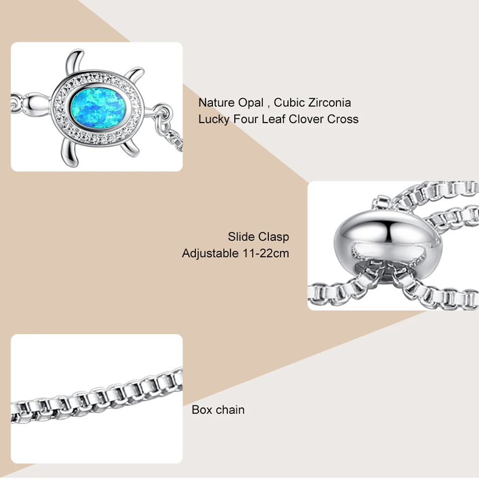 ELESHE, Рождественский синий опал, морская черепаха, серебряный браслет для женщин, кубический цирконий, кристалл, браслет, дружба, модное ювелирное изделие