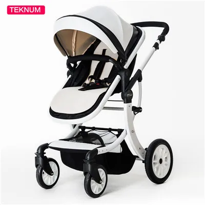 Teknum Детские коляски 55 см высокий вид автомобиля из искусственной кожи капюшон - Цвет: white