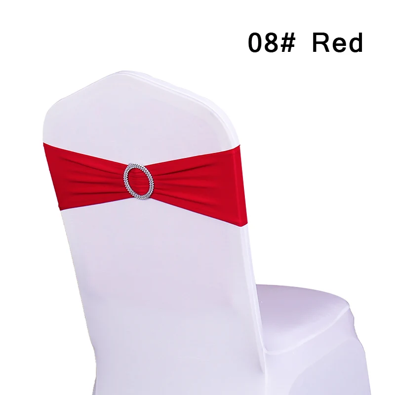 Из DE 100 шт спандекс лайкра свадебные чехлы на стулья украшения растягивающиеся ленты на стулья для банкета вечеринки дня рождения декоративный стул пояс - Цвет: Red
