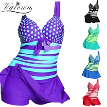 VGTOWN, Ретро стиль, женская одежда для плавания, танкини в горошек, два предмета, купальный костюм, купальный костюм с подкладкой, купальный костюм размера плюс, бикини, S-5XL