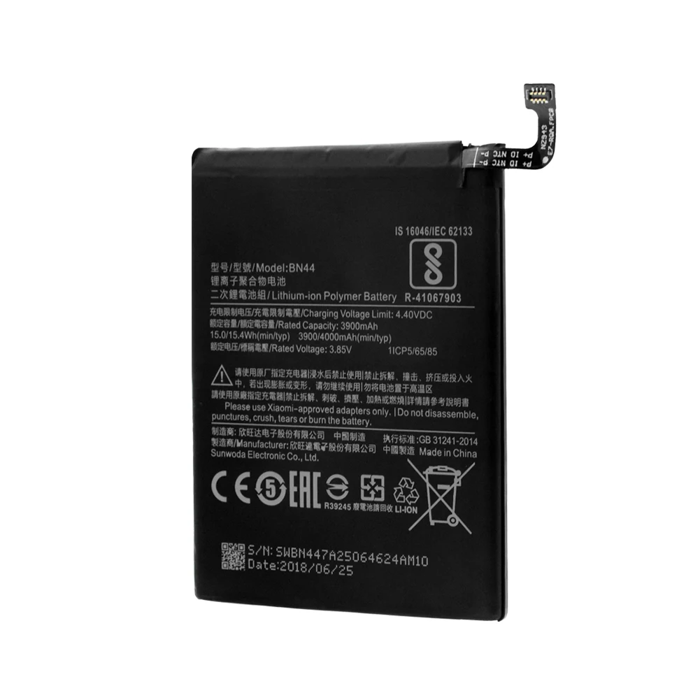 Смартфон аккумулятор для Xiaomi Redmi 5 Plus большой емкости BN44 BN-44 BN 44 3,85 V 4000mAh перезаряжаемый аккумулятор