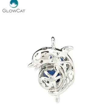 

K1218 5pcs/lot Silver Copper Dolphin Pearl Beads Cage Pendant Locket Fairytale Party Essential Oil Diffuser
