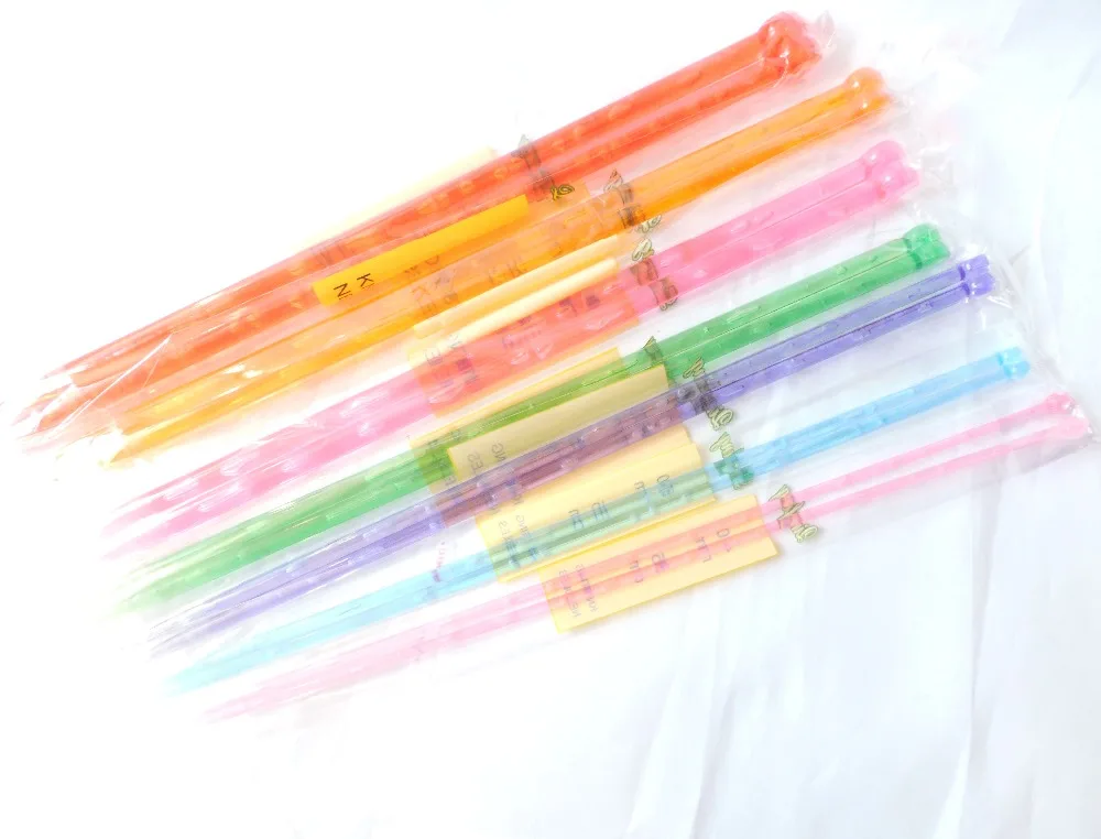 

7 Size 14 pcs Hand Knitting Needle Tools Smooth Acrylic Straight Needles Set Needlework Kits TOOL-71357