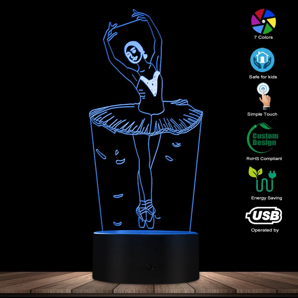 Балерина светодиодный неоновый светильник s балетная танцовщица USB светящаяся Ночная лампа для девочек декоративная настольная лампа балетный светильник подарок для нее