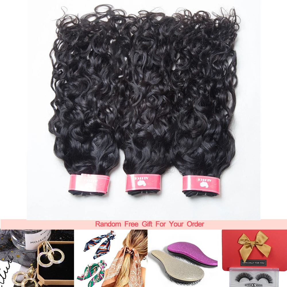 ALITOP волосы волна воды человеческие волосы пучки индийские волосы переплетения пучки с закрытием remy наращивание волос для черных женщин полный конец