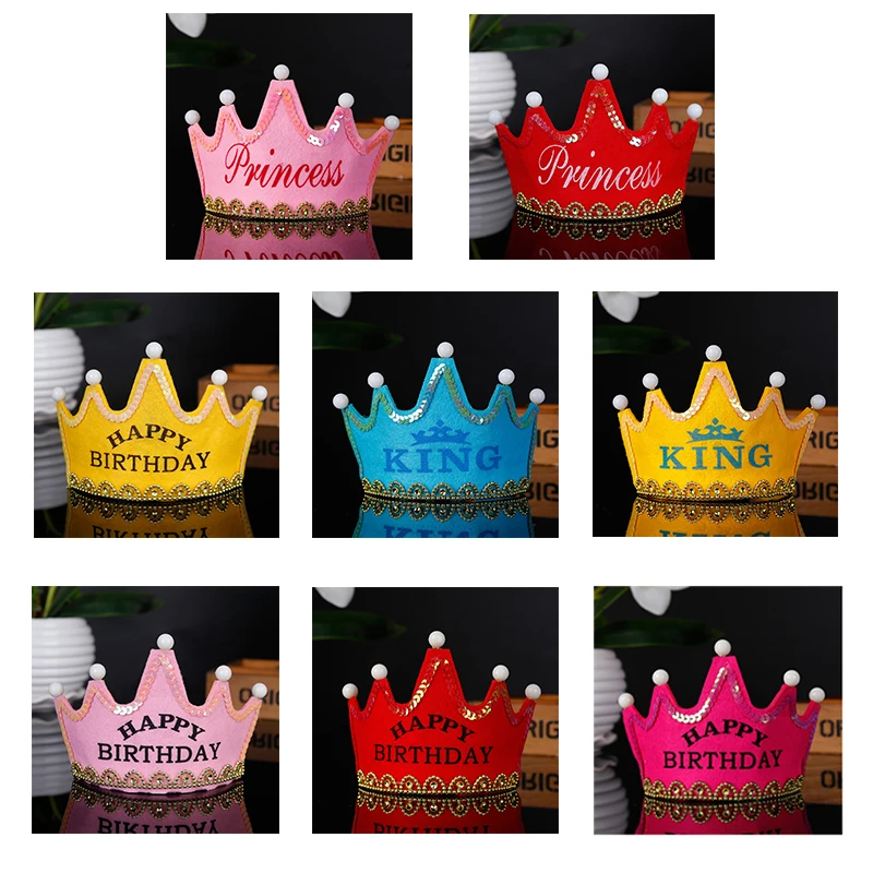 

Prince and Princess Birthday Party Hats Crown Headwear Decoration for Children Boys and Girls Luminous cap Birthday Party P0.2