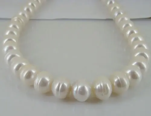

Jew3112 RARE AAA+12-15MM REAL NATURAL SOUTH SEA WHITE BAROQUE PEARL NECKLACE 14KGP (A0501)