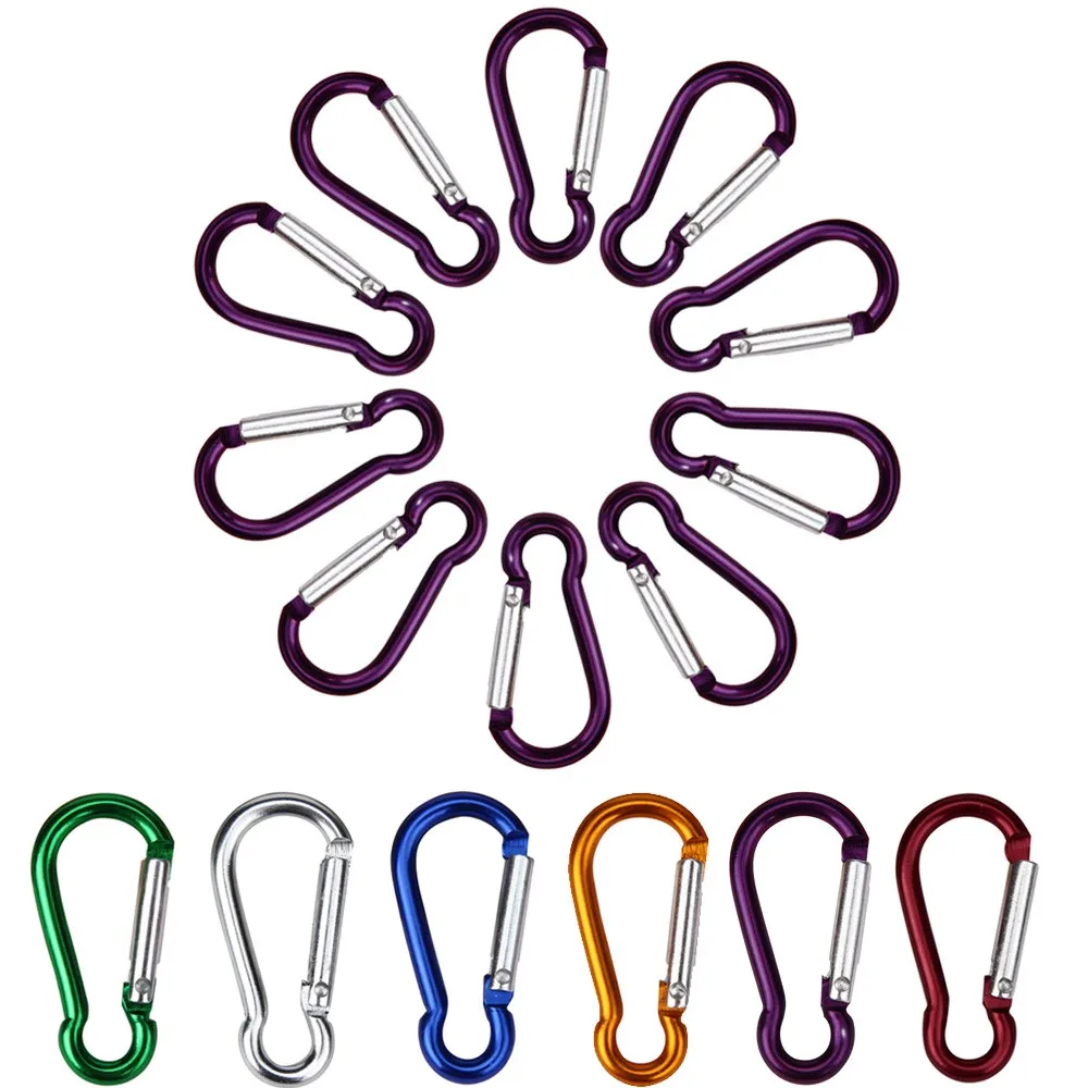 

10pcs Aluminum Alloy D Carabiner Spring Snap Clip Hooks Keychain Climbing securely quickly smoothly Hooks aluminum alloy A70