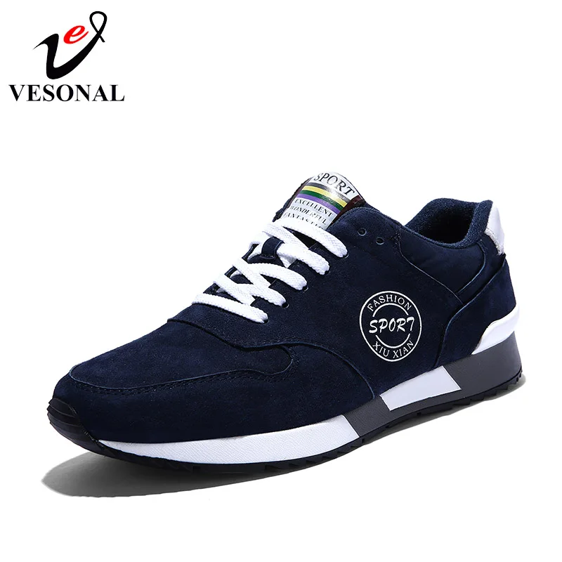 

VESONAL Brand 2019 Spring Autumn Pig Suede Walking shoes For Male Adult Fashion Sneakers Men Casual Shoes Quality Footwear