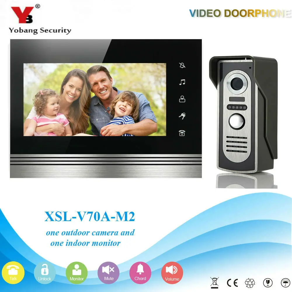 

YobangSecurity Wired 7"inch LCD Color Video Door Phone Intercom Doorbell 1 Camera 1 Monitor Access Control Security Entry System
