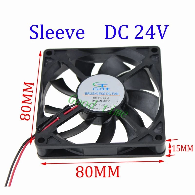 Gdstime 2pcs 8015 3 inch PC Fan 80mm x 15mm DC 24V Cooling Fan 80x80x15mm 2 Pin 2 Wire Computer