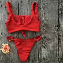 Женский комплект с тонкими лямками, жилет пуш-ап, однотонный бюстгальтер на пуговицах, пляжная одежда, lx3-7