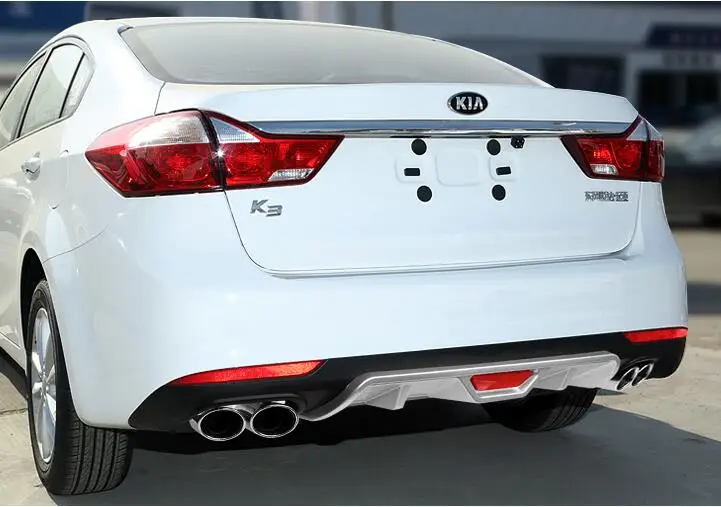 

ABS REAR TRUNK LIP SPOILER DIFFUSER 4 OUTLET PIPE EXHAUST BUMPER PROTECTOR COVER FOR Kia Forte K3 2016 2017 2018 BY EMS
