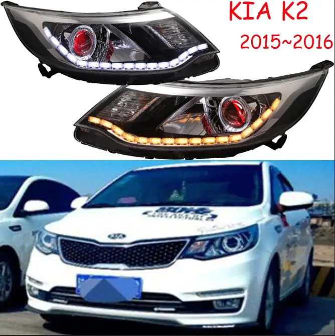 1 компл. БАМПЕР фара для KIA K2 головной светильник~ 2016y автомобильные аксессуары, передний светильник для kia k2 rio фары противотуманные - Цвет: Model1 style