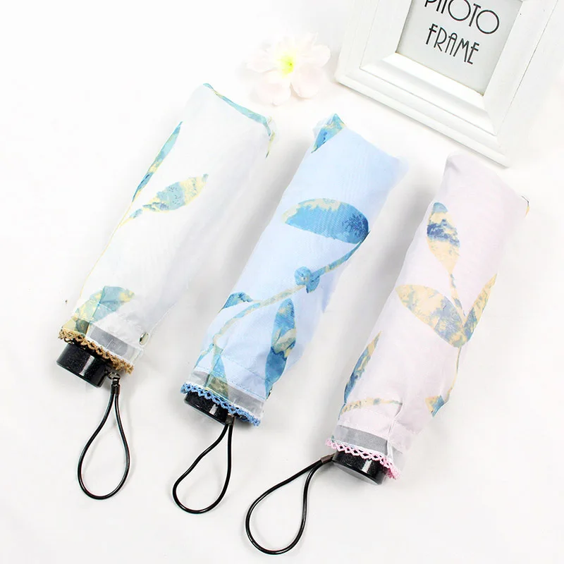 

Mini tri-fold umbrella 2019 fiber Sen small fresh lace black plastic sunscreen sunshade umbrella mini tri-fold umbrella 2019