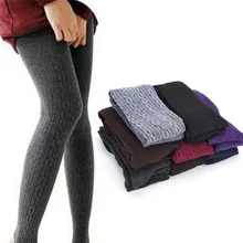 Musim Dingin Hangat Kapas Celana Ketat Celana Wanita Gadis Nyaman Stirrup Pinggang Elastis Lembut Nyaman Mid Ankle-Length Bergaris(China)