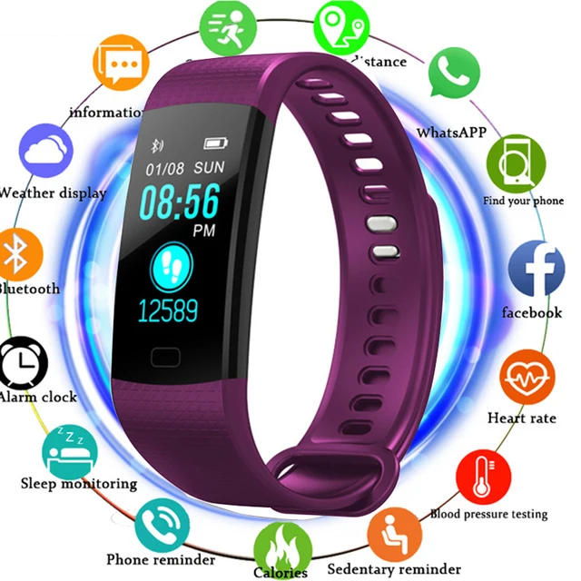 TOLASI Women Men Smart Wrist Band Bluetooth Heart Rate Blood Pressure Pedometer TOLASI Women Men Smart Wrist Band Bluetooth Heart Rate Blood Pressure Pedometer