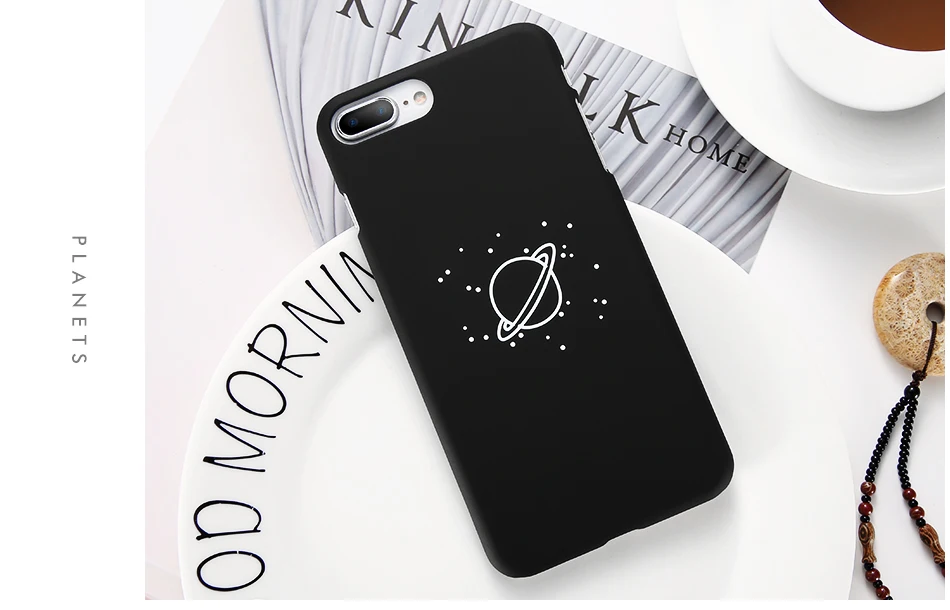 MR.YI Fashion Space Phone Case For iPhone 6 6S 7 8 Plus 5 5S SE X Cute Case Planet Moon Star Back Cover Hard PC For iPhone 7 8 6 (5)