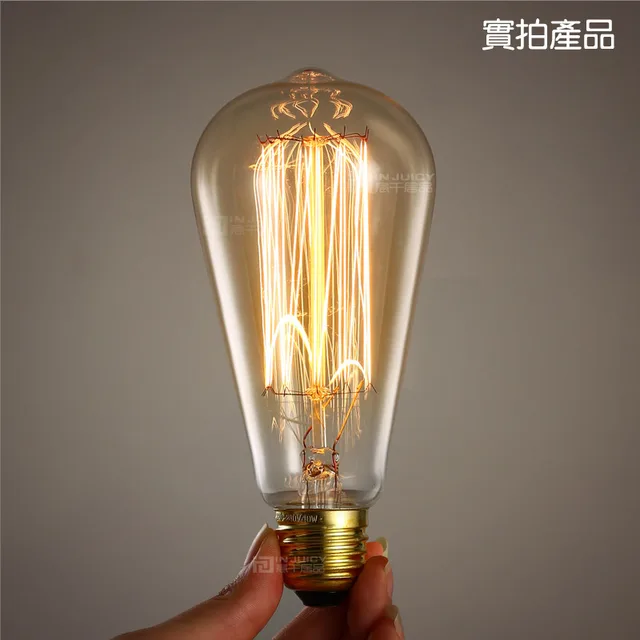 10PCS Edison Industrial Halogen Bulb ST64 120V 220V Revolution Carbon