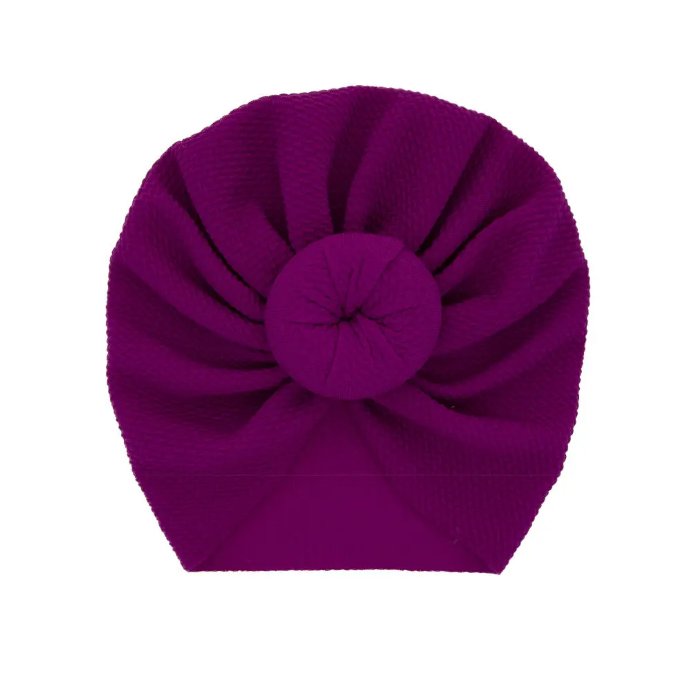 Топ с узлом, тюрбан, детская шапочка-тюрбан, круглая повязка на голову с узлом, тюрбан с бантом, детская шапочка с бантиком, детский головной убор H104S - Цвет: Фиолетовый