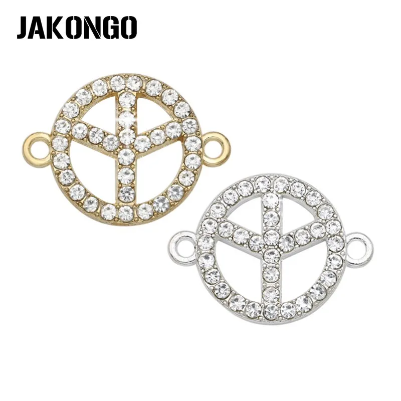 

Silver Plated Crystal Peace Sign Charm Connector for Jewelry Making Bracelet Accessories Findings Handmade DIY 25x18mm