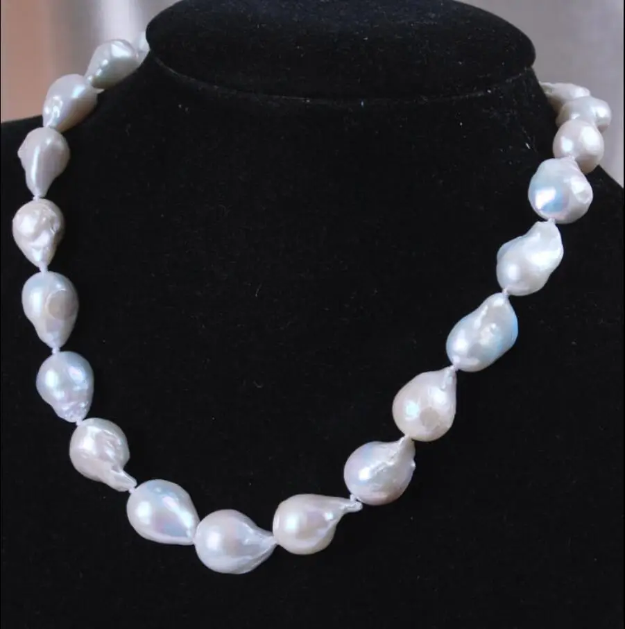 

Hot sale new Style >>>>> Stunning big 12-15mm baroque white reborn freshwater pearl necklace 18''