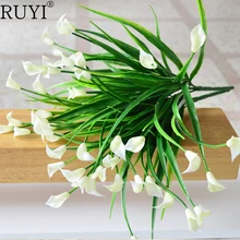 Новые Красивые 25 голов/Букет Мини искусственная Калла с листом поддельные пластиковые лилии водные растения домашняя комната Рождественский Декор цветок