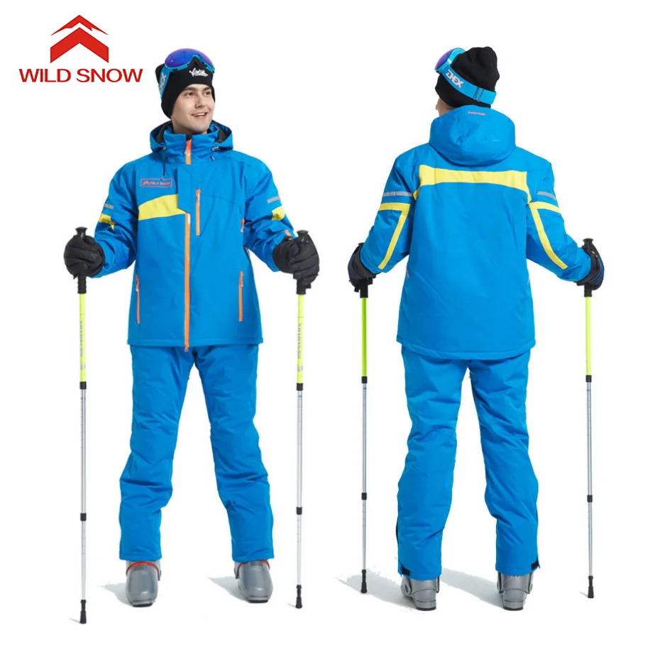 البرية الثلوج المهنية بدلة تزلج للماء صامد للريح الشتاء الثلوج الدعاوى الذكور الشتاء التزلج على الجليد سترة السراويل مجموعات العلامة التجا...
