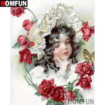 

HOMFUN Full Square/Round Drill 5D DIY Diamond Painting "Flower girl" Embroidery Cross Stitch 5D Home Decor Gift A17872
