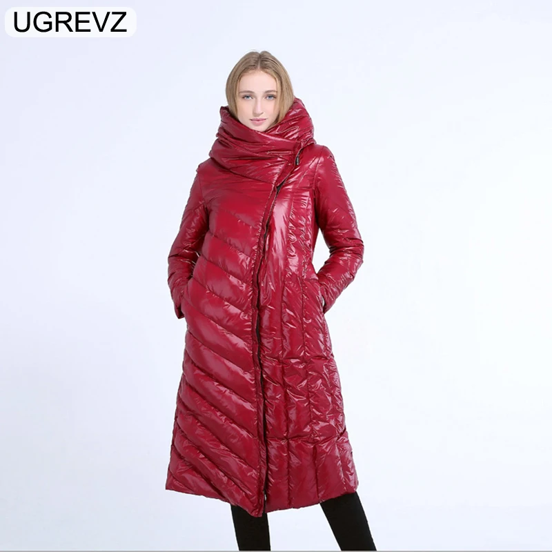 

Women Hooded Coats Womens Winter Warm Down Parkas Over Coat Female Brand Jacket Women Bright Leather Fabrics Down Cotton Jacket
