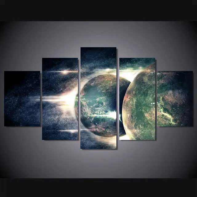 5 Panels Wall Art Digital Art Outer Space Stars Art Wall Decor