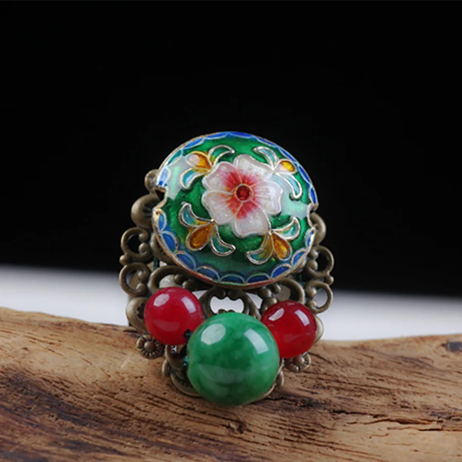 Retro Vintage Fashion Beautiful Ceramic Flower Ring for Women