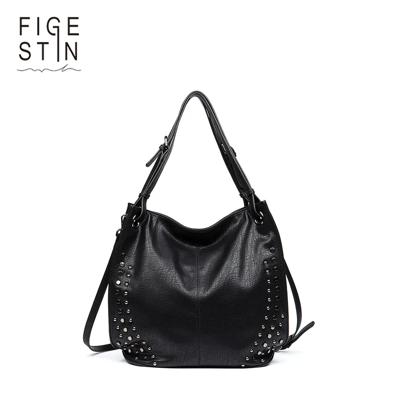 FIGESTIN Rivet PU Leather Luxury Handbags Women Bags Designer Famous Brand Female Tote Bag Big Shoulder bags for women 2017 цена FIGESTIN Rivet PU Leather Luxury Handbags Women Bags Designer Famous Brand Female Tote Bag Big Shoulder bags for women 2017 цены онлайн