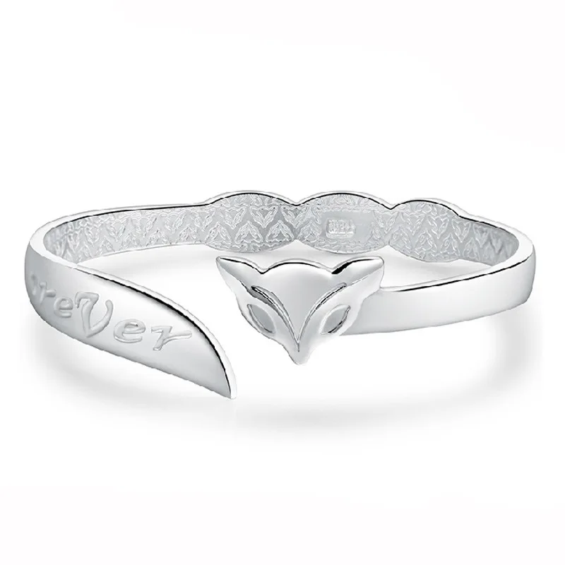 

wholesale Silver Plated fox bracelets bangles charms jewelry for women Bangle Adjustable