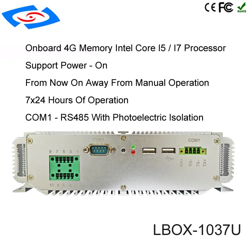 Прямая поставка с завода 100% хорошо протестированы мини встроенный, без вентилятора промышленный компьютер коробка с 6xcom Поддержка RS232/485/422