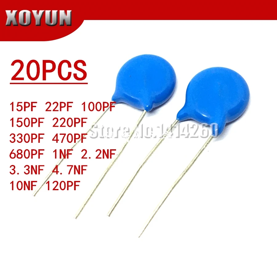 20pcs 5mm Sliver Voltage MICA Capacitor 22pF 500V Radial